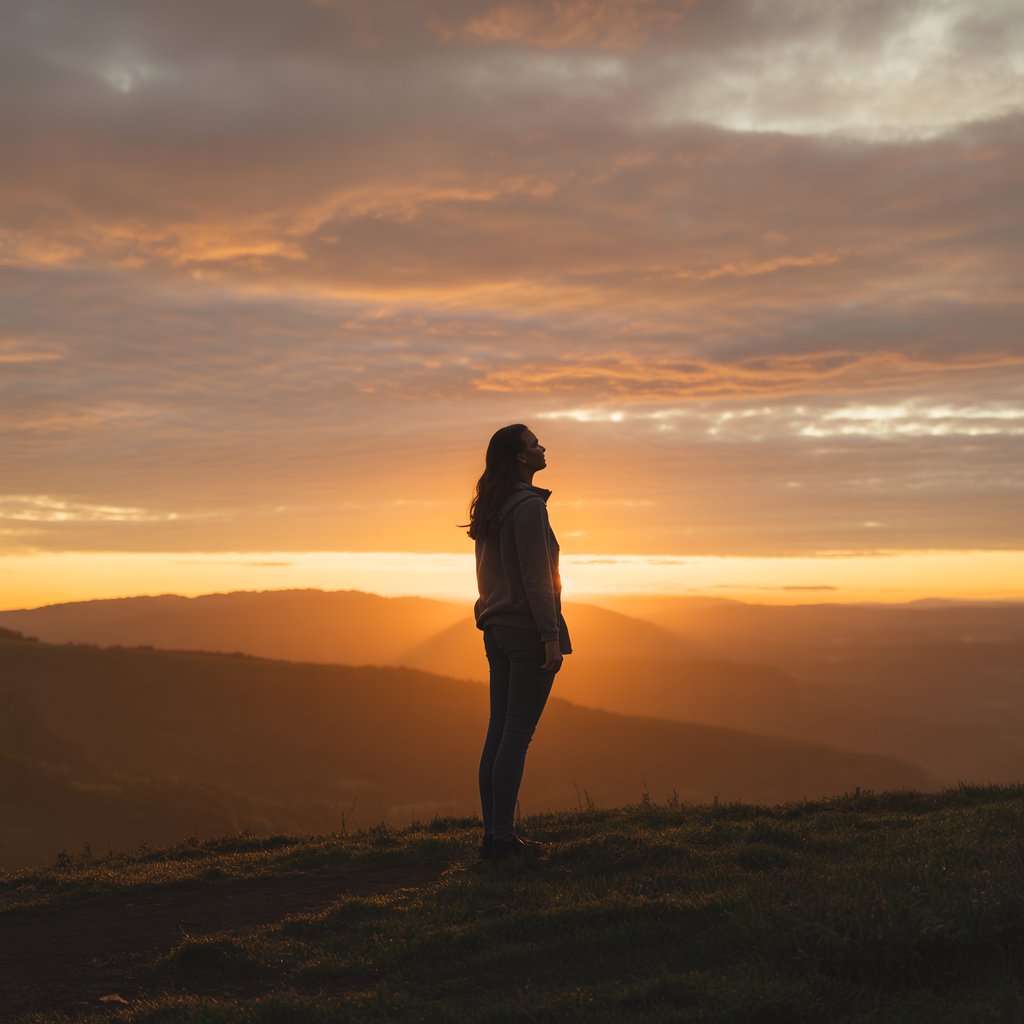 A woman standing in sunset